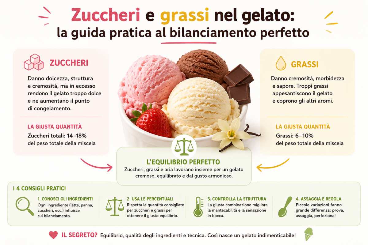 Zuccheri e grassi nel gelato: la guida pratica al bilanciamento perfetto — immagine illustrativa generata con AI