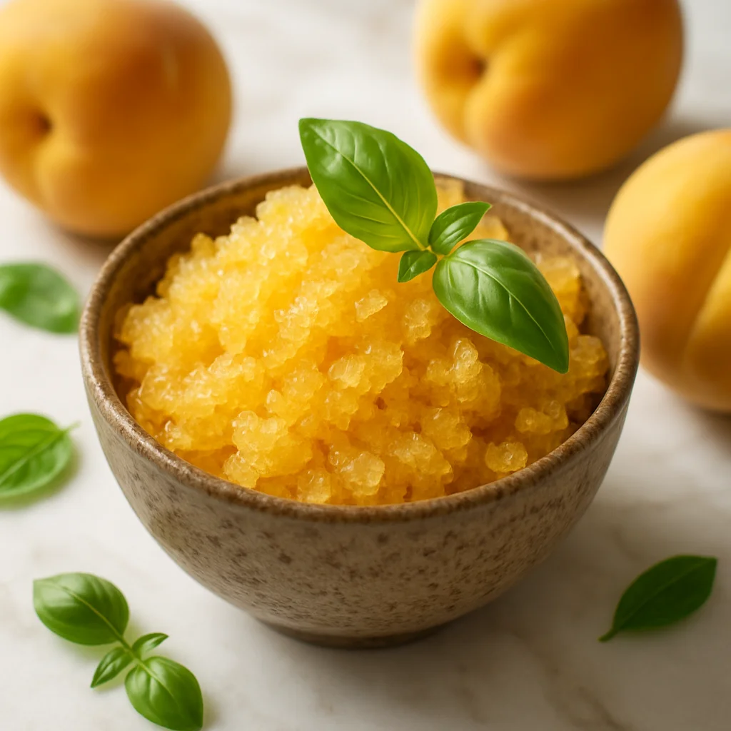 Granita alla Pesca Gialla e Basilico